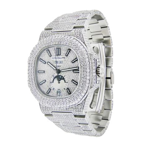 iced out watch patek philippe|Patek Philippe nautilus full diamond.